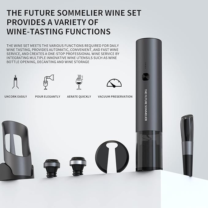 CIRCLE JOY Rechargeable Electric Wine Bottle Opener Set 7-in-1 Aluminum Alloy - Image 2