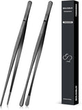 2 Pcs 10-inch Cooking Tweezers Tongs Precision Serrated Tips, Stainless Steel by SOUXMUX