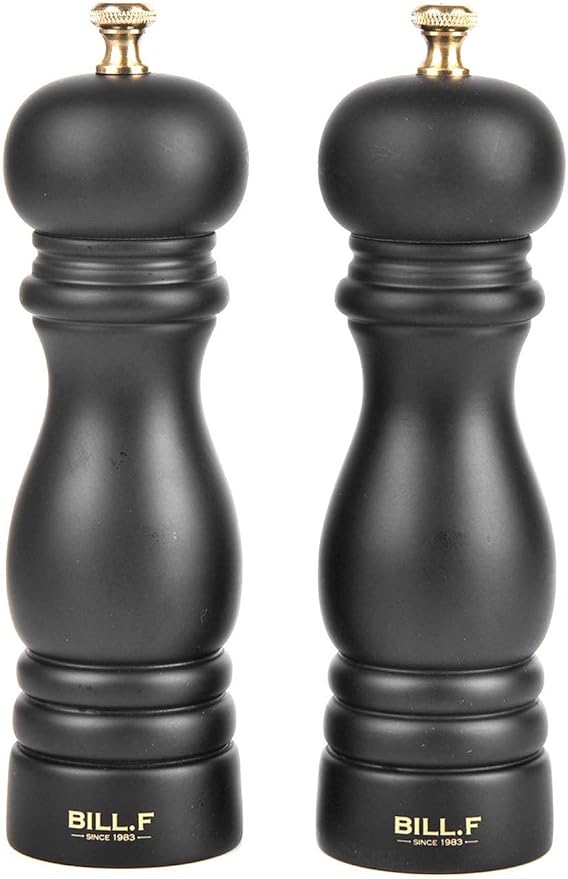 BILL.F Salt and Pepper Grinder Wooden Pepper Mill Grinder Salt Pepper Shakers by BFBILLFSINCE1983