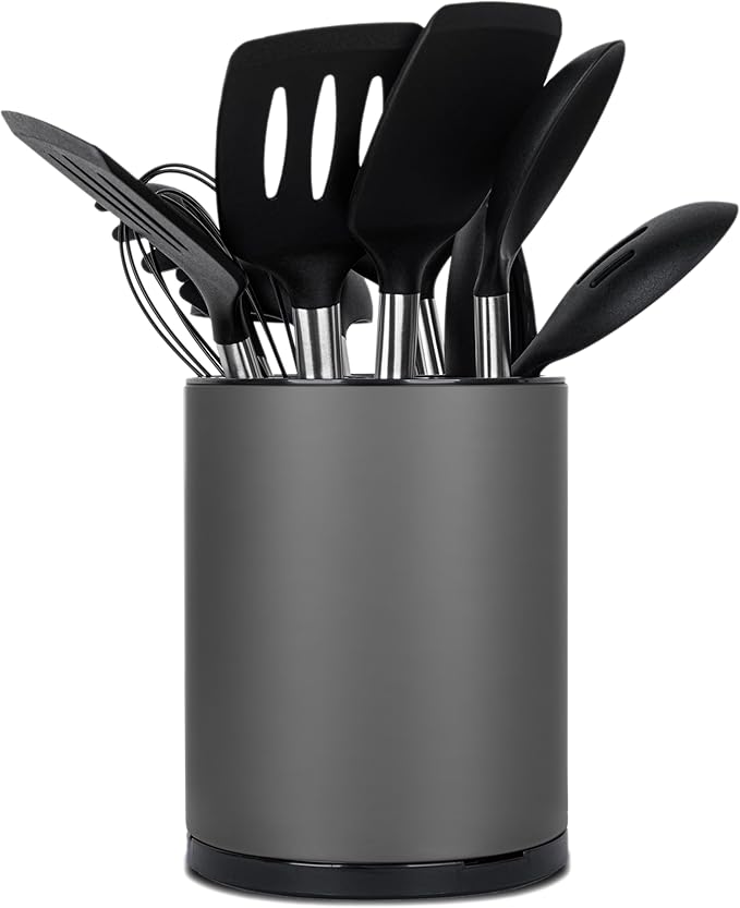 Kitchen Utensil Holder for Countertop 360° Rotating Utensil Caddy Extra Large by Haiyouneer