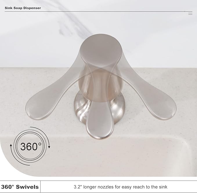 GAGALIFE Kitchen Sink Soap Dispenser Brushed Nickel, Under Sink Soap Dispenser - Image 4