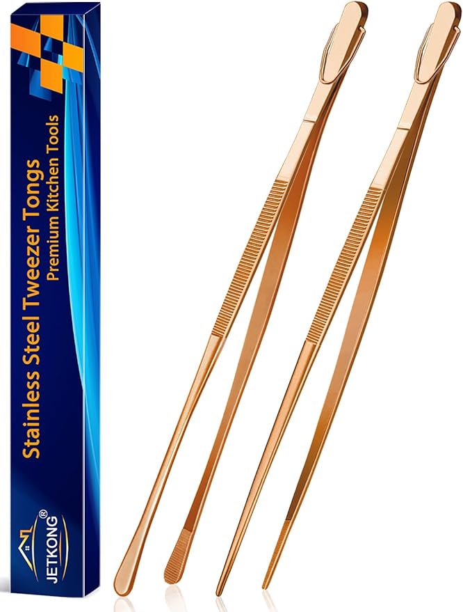 JETKONG 2 Pcs 14-Inch Kitchen Tweezers Extra Long Cooking Tweezer Tongs by JETKONG