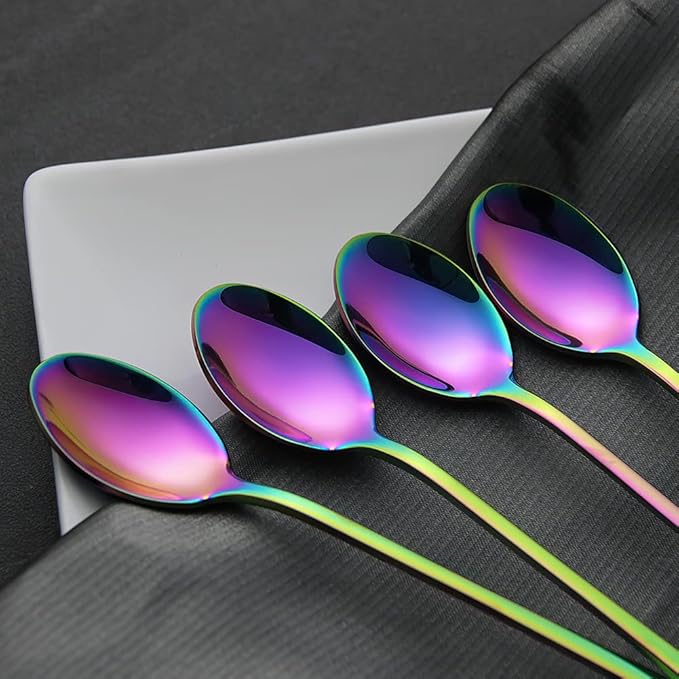 IQCWOOD Rainbow Long Handle Iced Tea Spoons, 9-Inch Ice Cream Coffee Stirring - Image 7