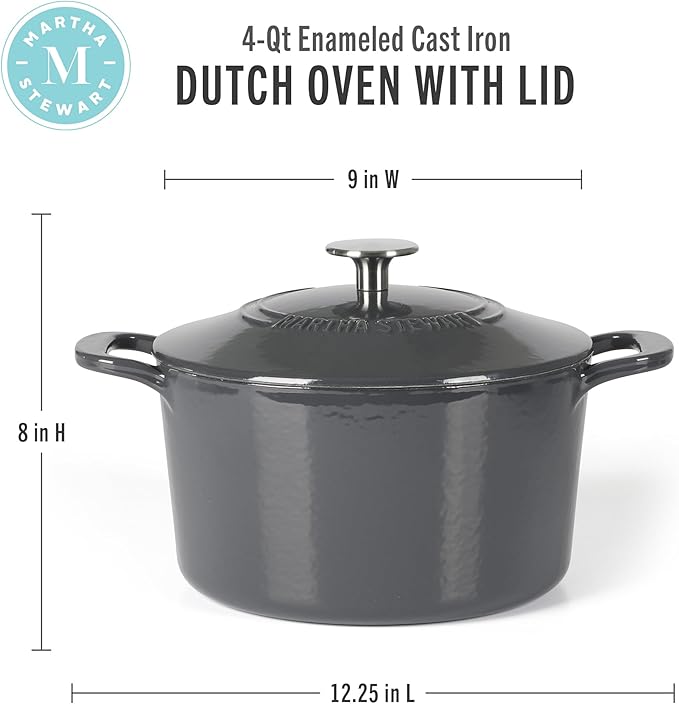 Martha Stewart Gatwick 4 Quart Enamel Cast Iron Dutch Oven - Image 2