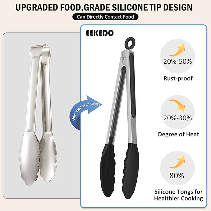 Kitchen Tongs, Stainless Steel Cooking Tongs - Image 3