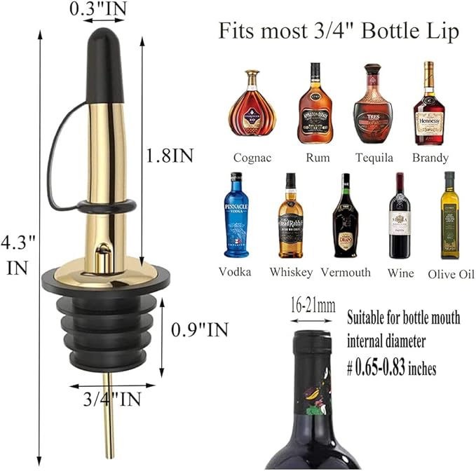 Pafusen 6 Pack Liquor Bottle Pourers, Liquor Pour Spout - Image 6