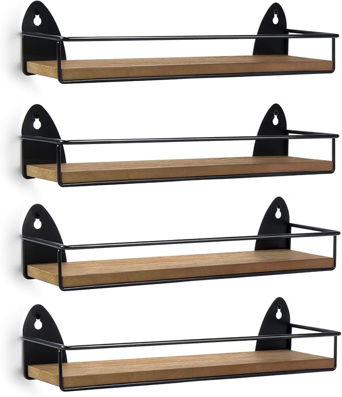 TJ.MOREE 4 Pack Spice Rack Wall Mounted Rustic Style Hanging Spice Organizer - Image 7