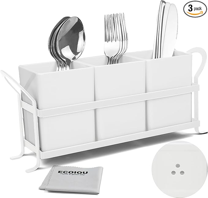 ECOIOU Cutlery Holder with Drain Holes, kitchen counter, Forks and Knives by Ecoiou