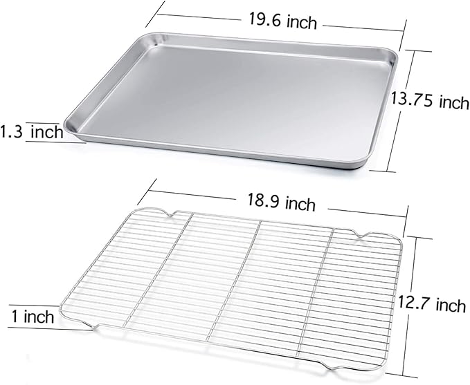 TeamFar Baking Sheet with Cooling Rack, Stainless Steel Half Size Cookie Sheet - Image 2
