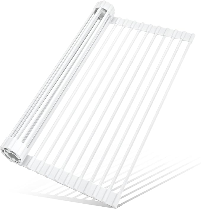 MERRYBOX Roll Up Dish Drying Rack Silicone Wrapped Over The Sink Dish Rack by MERRYBOX
