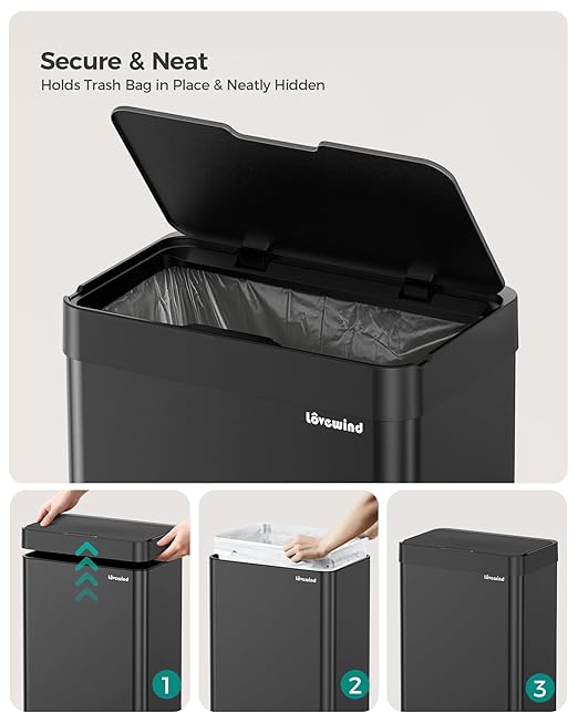 Kitchen Trash Can Touchless, 13 Gallon/50 Liter Stainless Steel Automatic - Image 9
