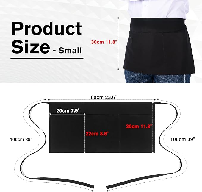 Jubatus 3 Pack 100% Cotton Server Apron - Image 3