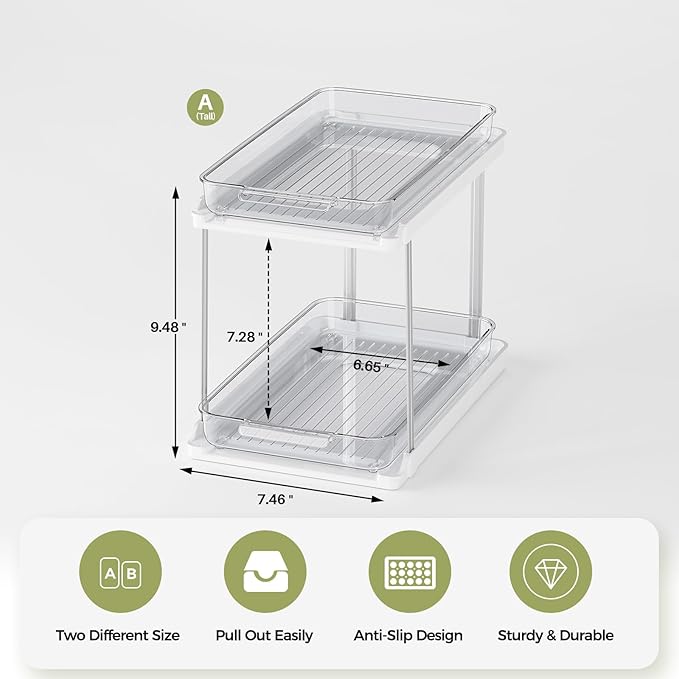 Delamu 2-Tier Bathroom Under Sink Organizers and Storage, Pull Out Cabinet - Image 2