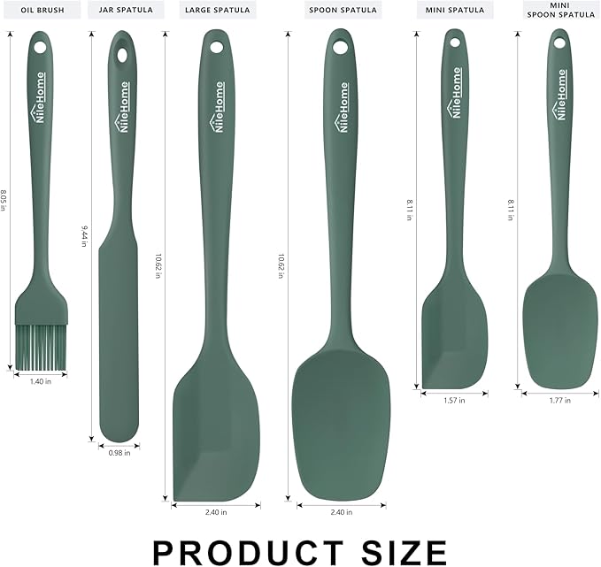 NileHome Silicone Spatula Set, 6 Pieces Food Grade Kitchen Utensils - Image 2