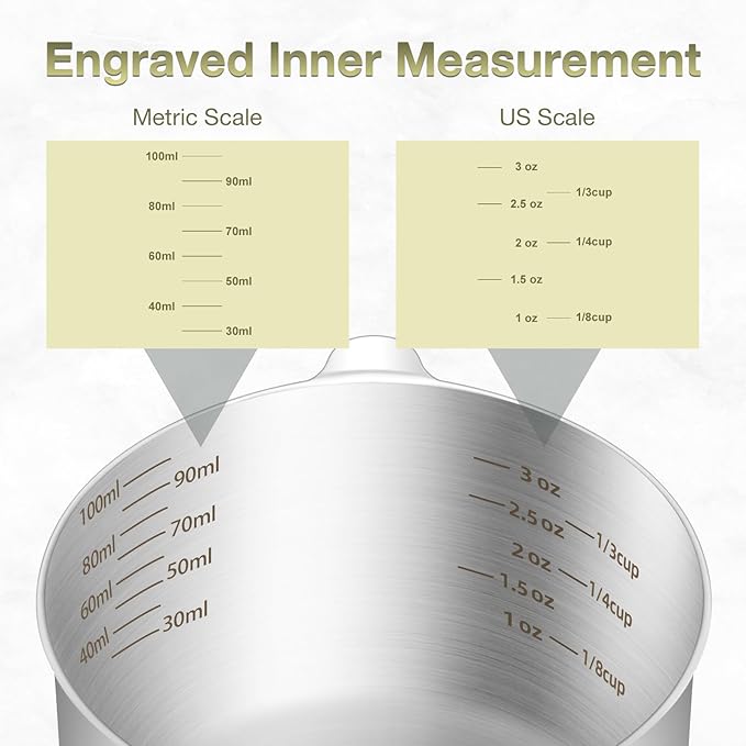 1PCS 1/2Cup Single Measuring Cup, Etched Inner Scale Stainless Steel Measure - Image 3