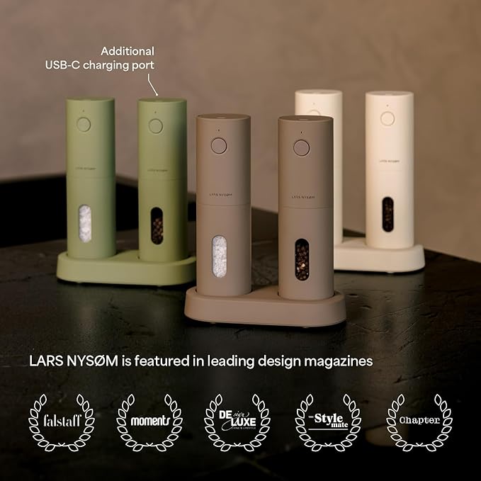 LARS NYSØM Electric Salt and Pepper Grinder Set, USB Rechargeable, Automatic - Image 5