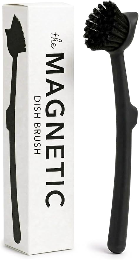 Earth & Mango Magnetic Dish Brush & Scraper, Snaps to Sink, Non-Scratch by Earth+%26+Mango