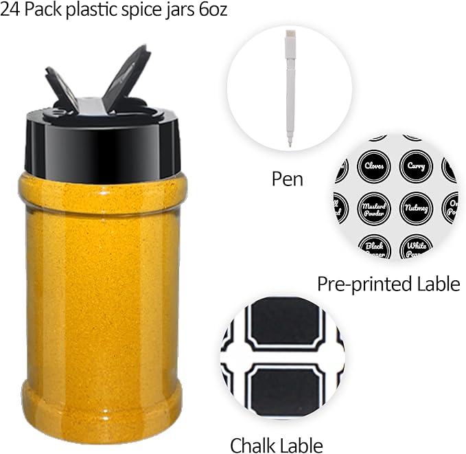 24 Pack 6oz Clear Plastic Spice Jars - Image 6