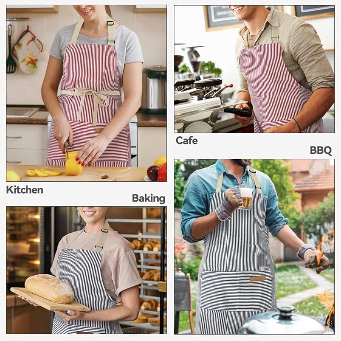 NLUS 2 Pack Kitchen Cooking Aprons, Adjustable Bib Soft Chef Apron - Image 7