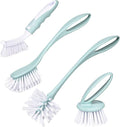 Dish Brush with Handle, Kitchen Dish Scrub Brush Set, 4-Piece Kitchen Cleaning by Perastra