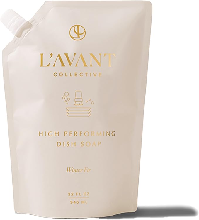 L'AVANT Collective Natural Luxury Dish Soap Refill, Winter Fir, 32 Fl Oz | Plant-based grease-cutting formula, gentle on hands, Winter Fir scent, glass bottle refill, non-toxic, cruelty-free, 32 fl oz