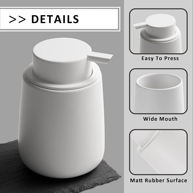 Soap Dispenser Ceramic with Easy-to-Press Pump Hand Lotion Liquid Dispenser - Image 9