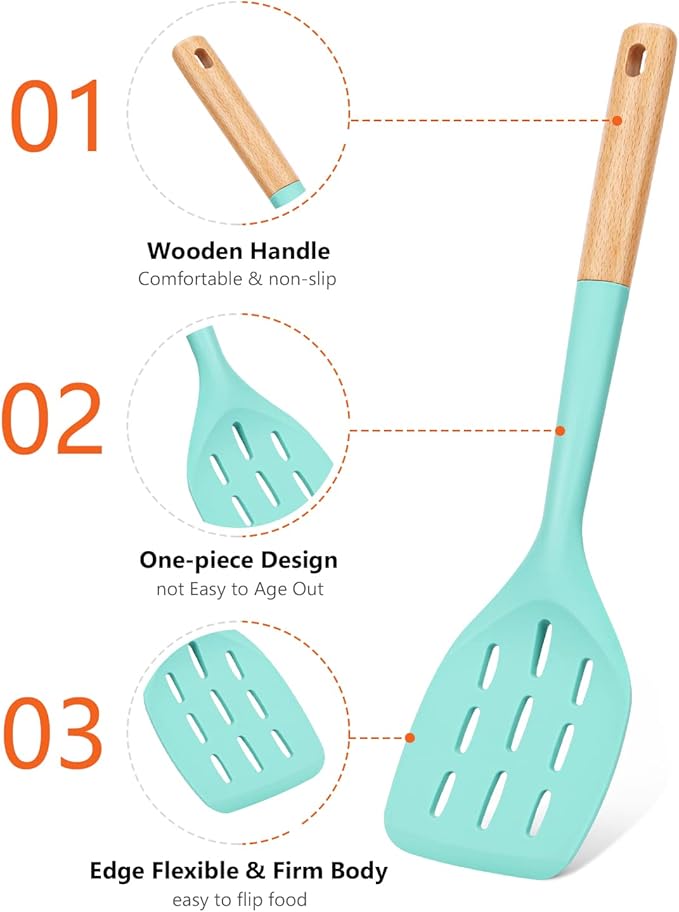 Pack of 2 Silicone Spatula, Non Stick Cooking Utensil Set Stainless Steel - Image 3