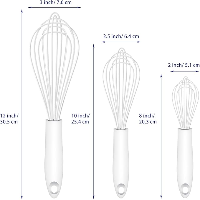 OYV White Silicone Whisk, Sealed Waterproof Design Set of 3, Professional - Image 6