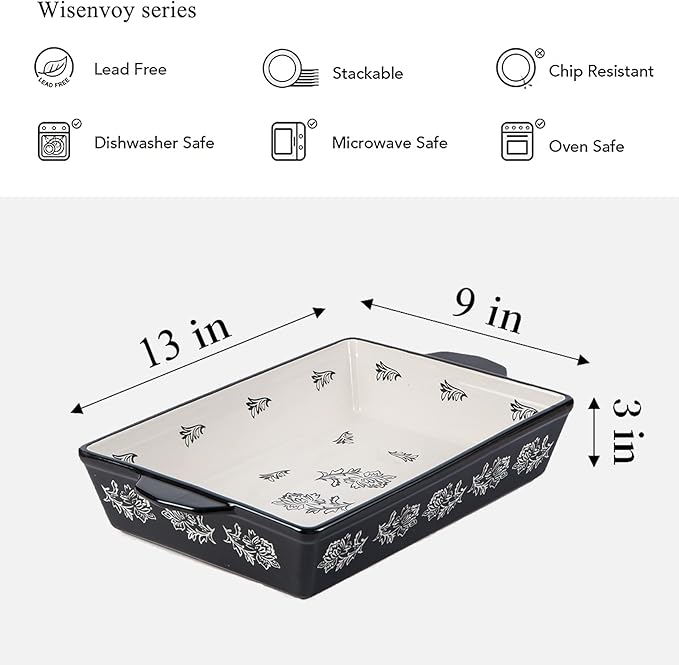 Wisenvoy Casserole Dish Baking Dish Ceramic Lasagna Pan Bakeware Sets Baking - Image 5