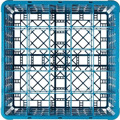 Carlisle FoodService Products OptiClean 25-Compartment Glass Racks With 3 Extenders for 3.19" Cups – Glass Racks for Restaurants Scratch-Resistant Texture, Blue