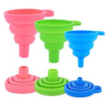 Kitchen Silicone Collapsible Funnel Set of 3, Small and Large, by Rechishre