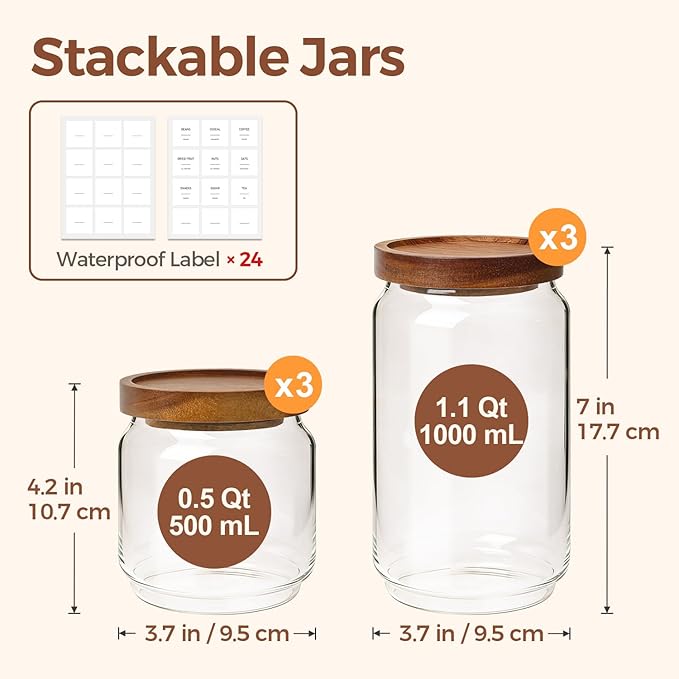 ComSaf 6PCS Glass Pantry Storage Container - Image 2