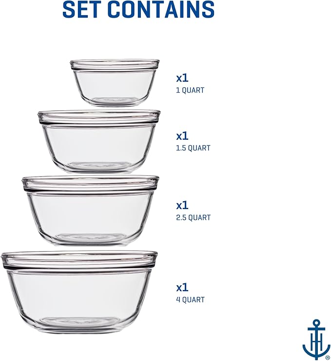 Anchor Hocking 4 Piece Glass Mixing Bowls Set – Durable, and Dishwasher Safe – - Image 5