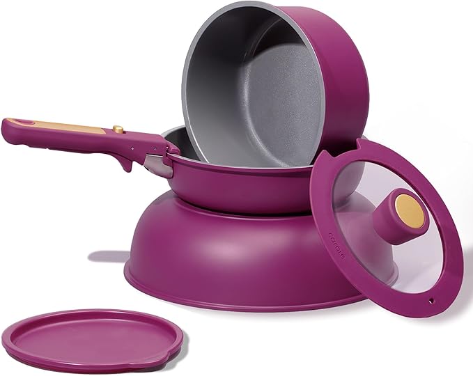 CAROTE Ceramic Pots and Pans Set, Nonstick Cookware Set Detachable Handle - Image 4