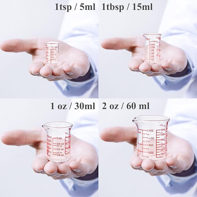 Ackers 4-Piece Glass Measuring Cup Set, Borosilicate Beaker Style Nesting - Image 8