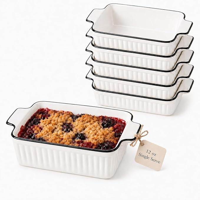 6 Pcs Ceramic Baking Dish, 12 Oz Small Casserole Dish by DLIMHOME