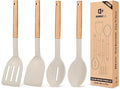 Pack of 4 Silicone Cooking Utensils Set, Non Stick Solid Spatulas and Heat by BUNDLEPRO