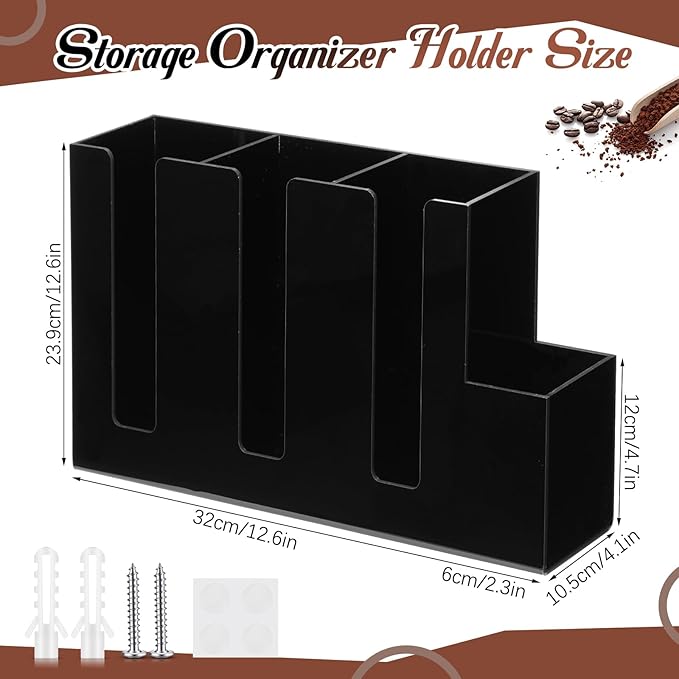 Cunhill 4 Compartments Acrylic Coffee Cup and Lid Storage Organizer Holder - Image 2