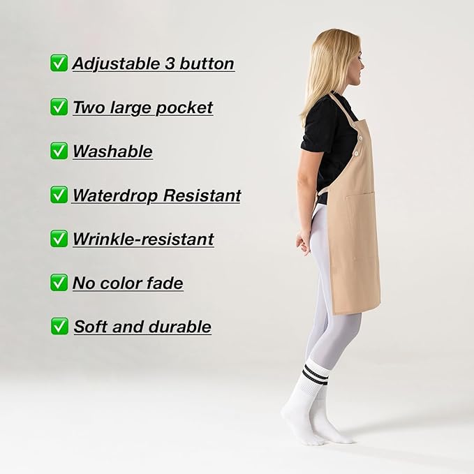 TOSHE Kitchen Apron Waterdrop Resistant Cotton Apron - Image 7