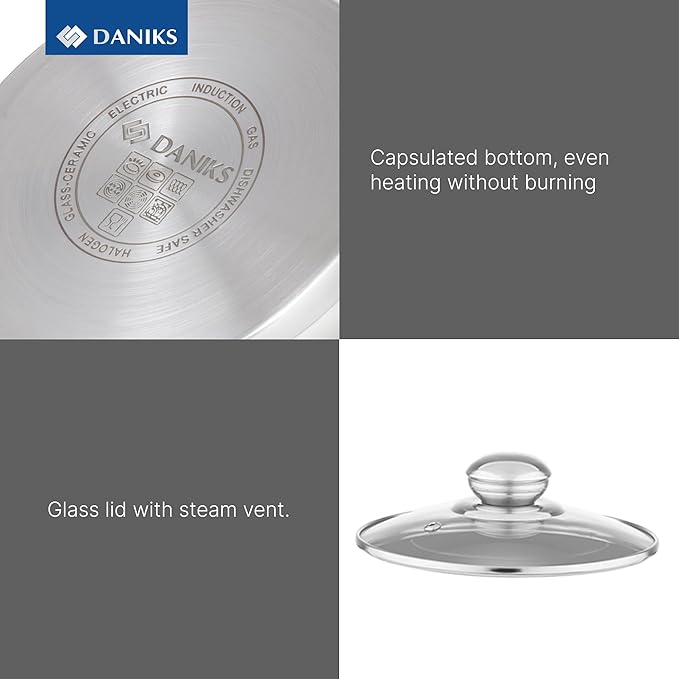 Daniks Classic 11-Piece Stainless Steel Cookware Set - Image 6