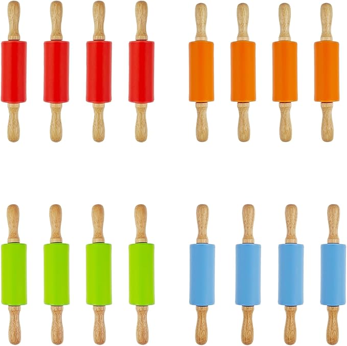 16 Pack Small Rolling Pin for Kids, Kids Rolling Pin for Home Kitchen by Miokun