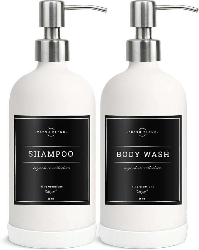 Vine Creations White Glass Soap Dispenser, 2 Pack Kitchen Soap Dispenser Set - Image 7