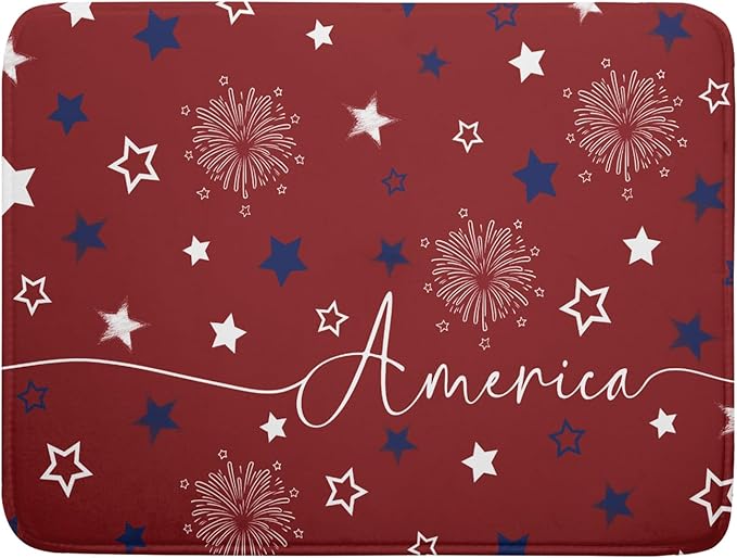 Giwawa 4th of July Dish Drying Mat 18"x24" Patriotic Usa Stars America Firework by Giwawa
