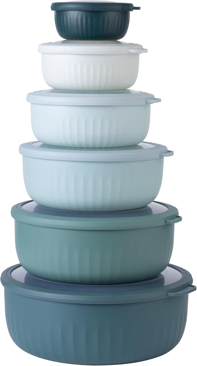 COOK WITH COLOR Prep Bowls with Lids- Wide and Deep Nesting Plastic Small by CookwithColor