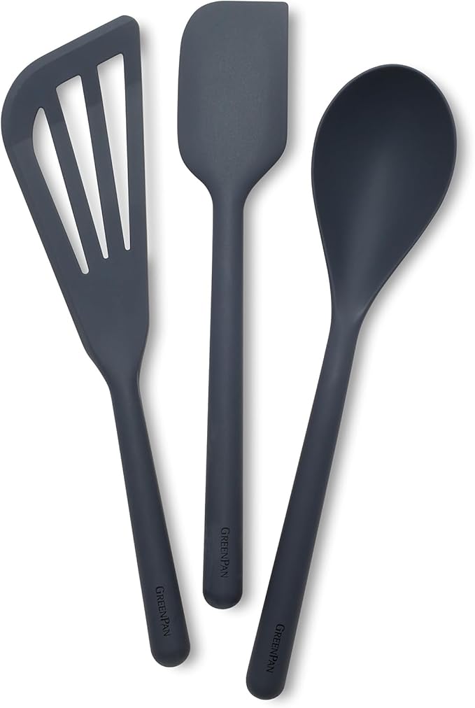 GreenPan Silicone 3 Piece Cooking Utensil Set, Fish Turner, Mixing Spatula by GreenPan