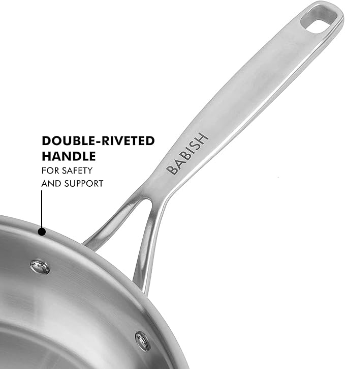 Babish 10-Inch Tri-Ply Stainless Steel Frying Pan – Professional Grade Skillet - Image 3