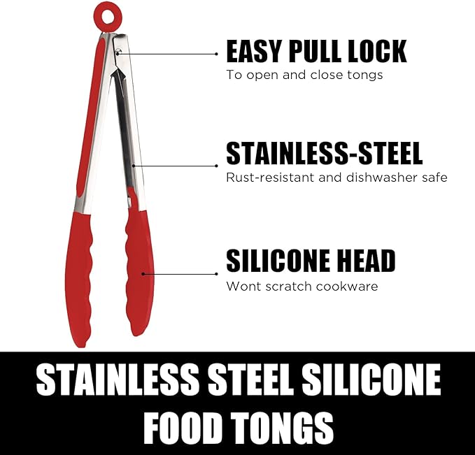 Kitchen Tongs with Silicone Tips, Kitchen Tongs, Cooking Tongs, Premium - Image 2