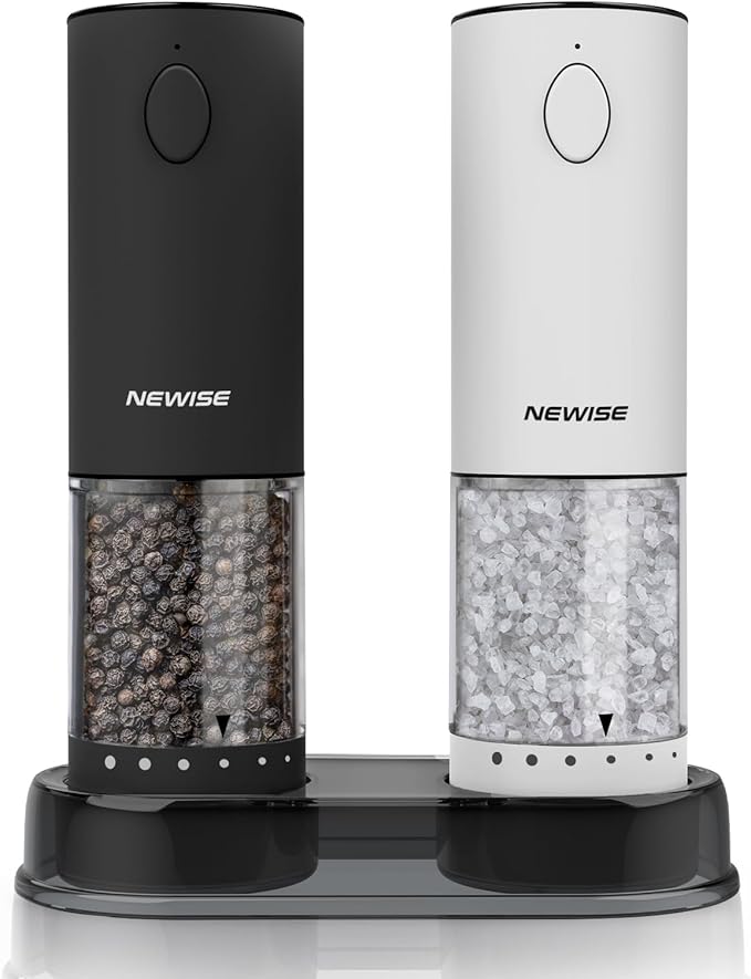 Electric Salt and Pepper Grinder Set, Adjustable Coarseness & LED Light by Unknown