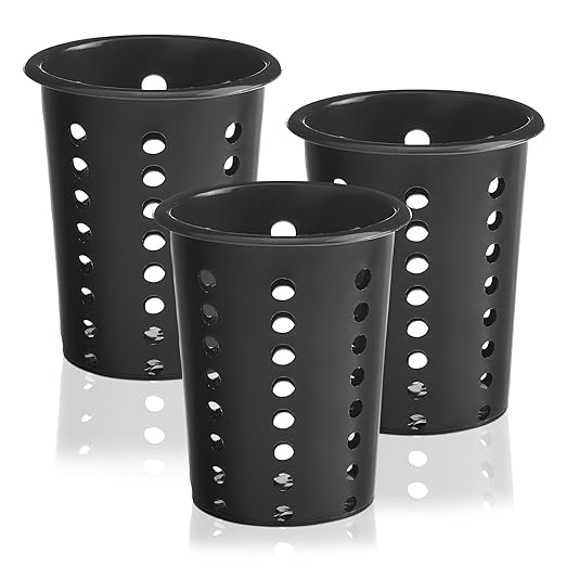 OCS Parts Perforated Utensil Drying Cups | Black | Set of 3 | Plastic Flatware by OCSParts