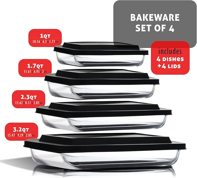 Nestl 8pc Glass Baking Dishes for Oven, Glass Food Storage Containers - Image 9